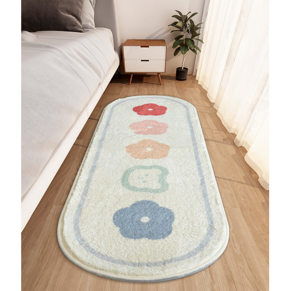 ALFOMBRA CRUSEC M1 INFANTIL LARGA OVALADA PELUDA DORMITORIO FLORES 120 X 40 CM - 2