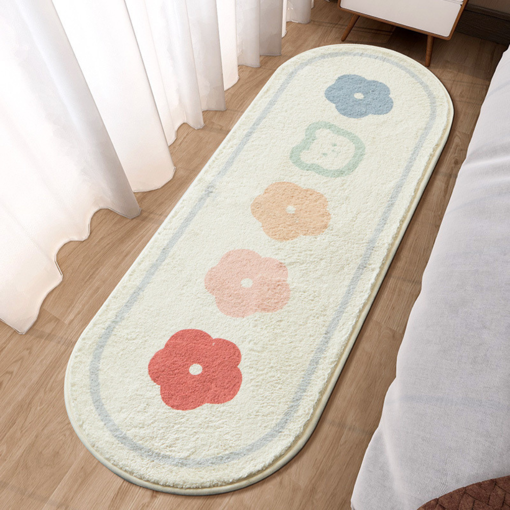 ALFOMBRA CRUSEC M1 INFANTIL LARGA OVALADA PELUDA DORMITORIO FLORES 120 X 40 CM - 3