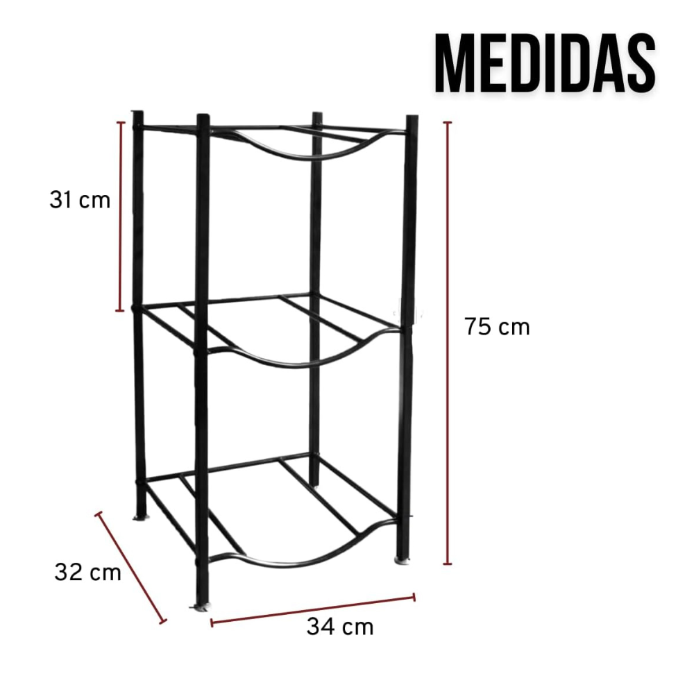 ESTANTE ORGANIZADOR CRUSEC M1 3 BOTELLONES AGUA 20L METAL - 5