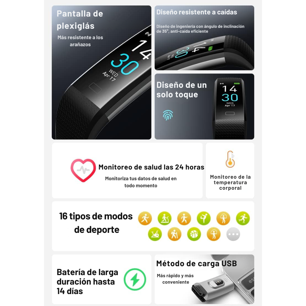 SMARTBAND CRUSEC S5 BLUETOOTH MONITOR SUEÑO DEPORTES - 6