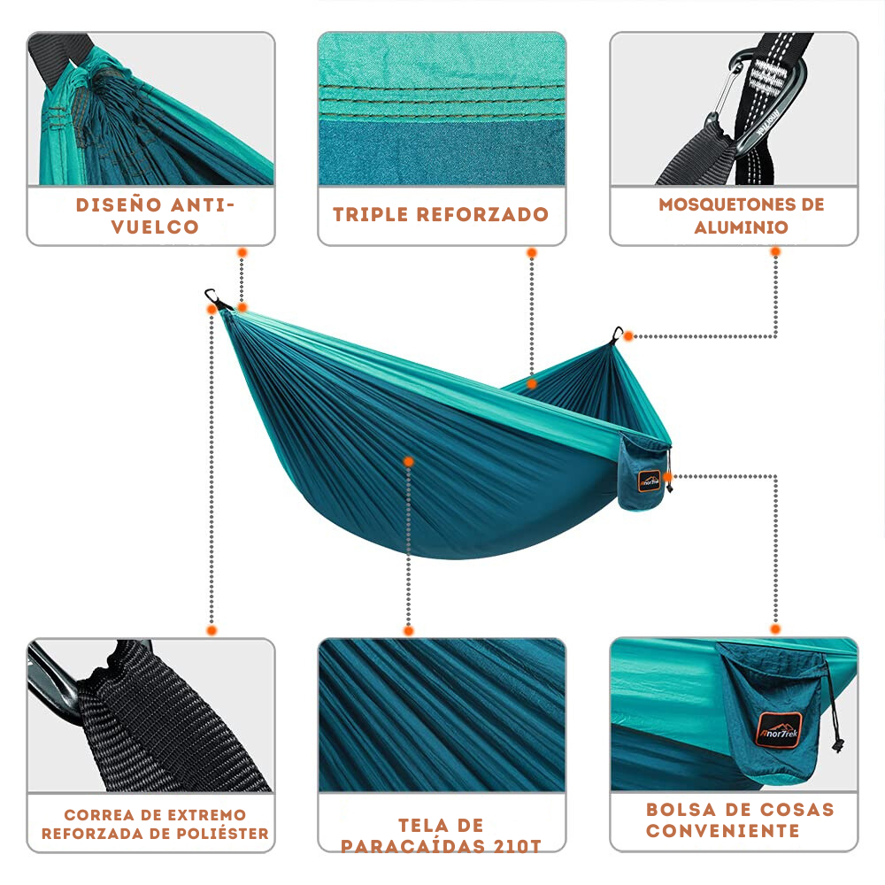 HAMACA PARA ACAMPAR CRUSEC 270 140 CM VIAJES RESISTENTE X - 4