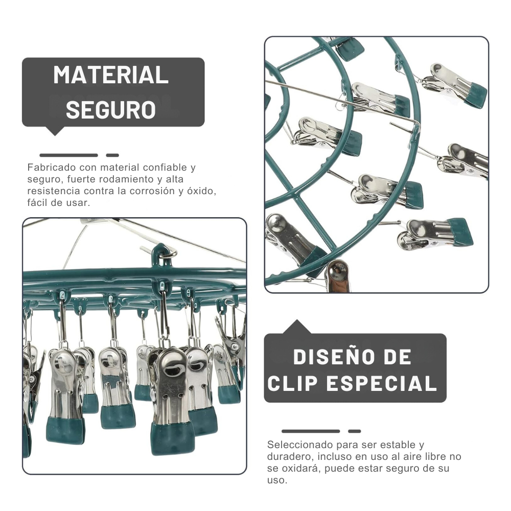 MINI TENDEDERO PARA COLGAR CALCETINES ROPA INTERIOR 24 CLIPS - 2