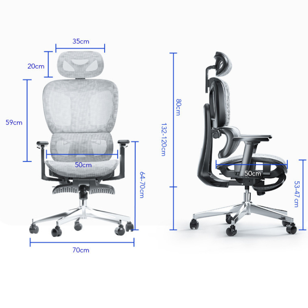 SILLA OFICINA CRUSEC M1 METAL GRIS ÉLITE ERGONÓMICA SOPORTE LUMBAR CERVICAL AJUSTABLE - 2