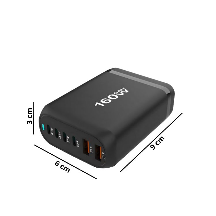 CARGADOR ADAPTADOR PUERTOS MULTIPLES CARGA RAPIDA 160W - 2