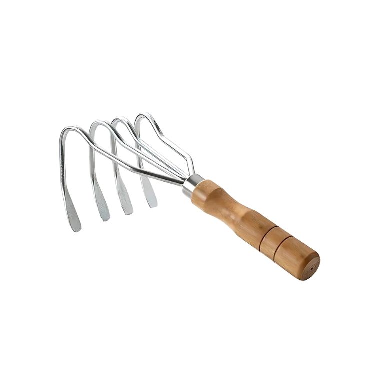RASTRILLO DE 4 DIENTES MANGO ERGONÓMICO ACERO INOXIDABLE - 1