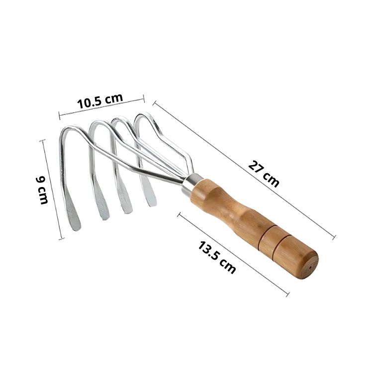RASTRILLO DE 4 DIENTES MANGO ERGONÓMICO ACERO INOXIDABLE - 2