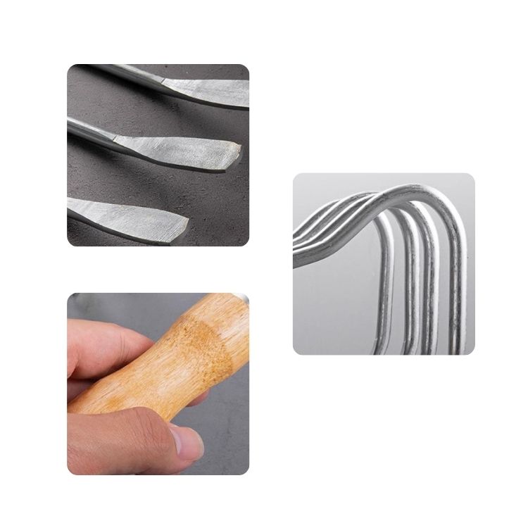 RASTRILLO DE 4 DIENTES MANGO ERGONÓMICO ACERO INOXIDABLE - 4