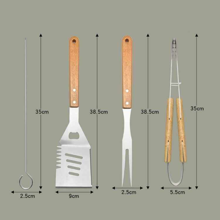 SET DE 18 PIEZAS UTENSILIOS PARRILLERO ASADO ACERO INOXIDABLE - 3