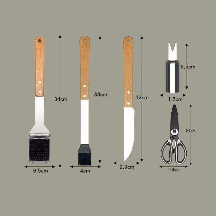 SET DE 18 PIEZAS UTENSILIOS PARRILLERO ASADO ACERO INOXIDABLE - 4