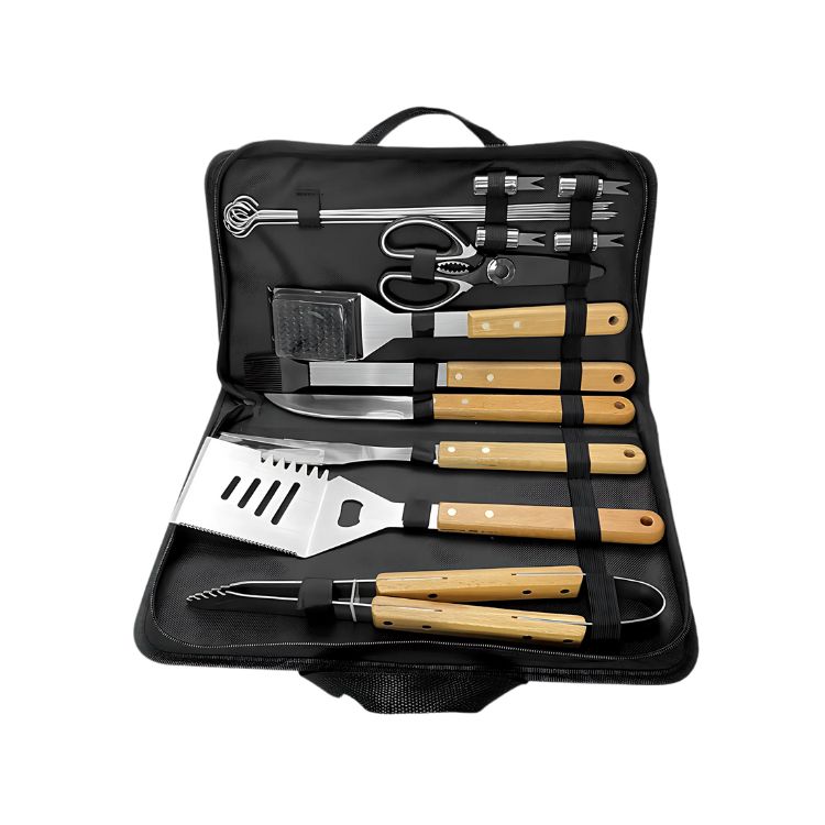 SET DE 18 PIEZAS UTENSILIOS PARRILLERO ASADO ACERO INOXIDABLE - 5