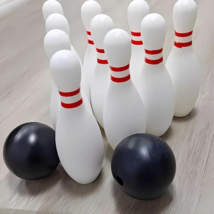 BOWLING CRUSEC PARA NIÑOS BLANCO JUGUETE 10 PINOS + 2 PELOTAS - 3