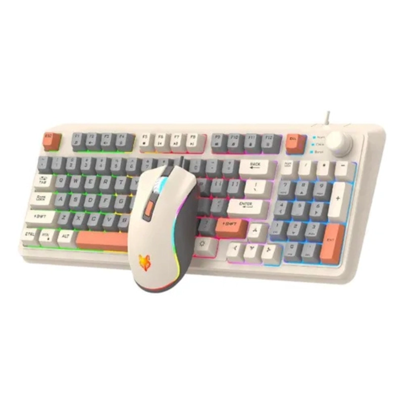 TECLADO GAMER PC CRUSEC K82 + MOUSE CON LUCES LED RGB