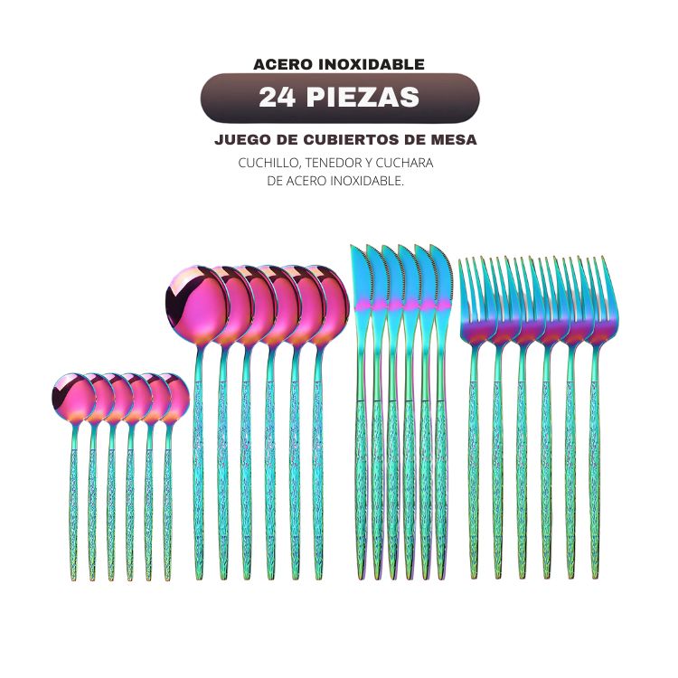 SET CUBIEROS DE MESA TORNASOL ACERO INOXIDABLE 24 PIEZAS - 5