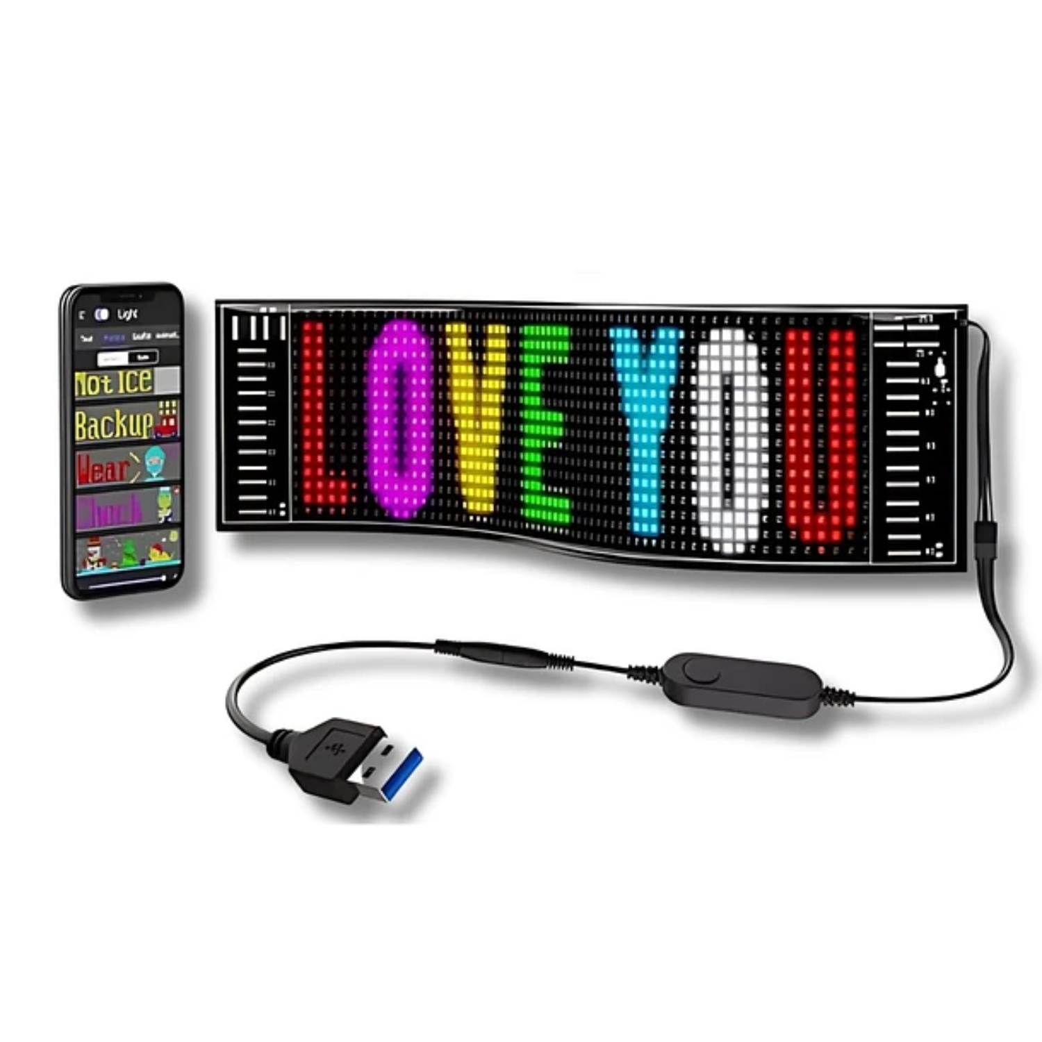 PANTALLA LED AUTOS FLEXIBLE PUBLICIDAD MOVIL 12X59 CM - 1