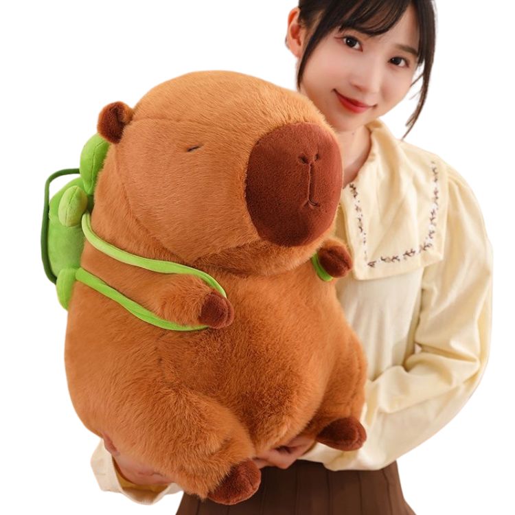 PELUCHE DE CAPIBARA KAWAII CARPINCHO MOCHILA TORTUGA 50CM - 2