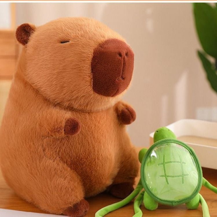PELUCHE DE CAPIBARA KAWAII CARPINCHO MOCHILA TORTUGA 50CM - 4