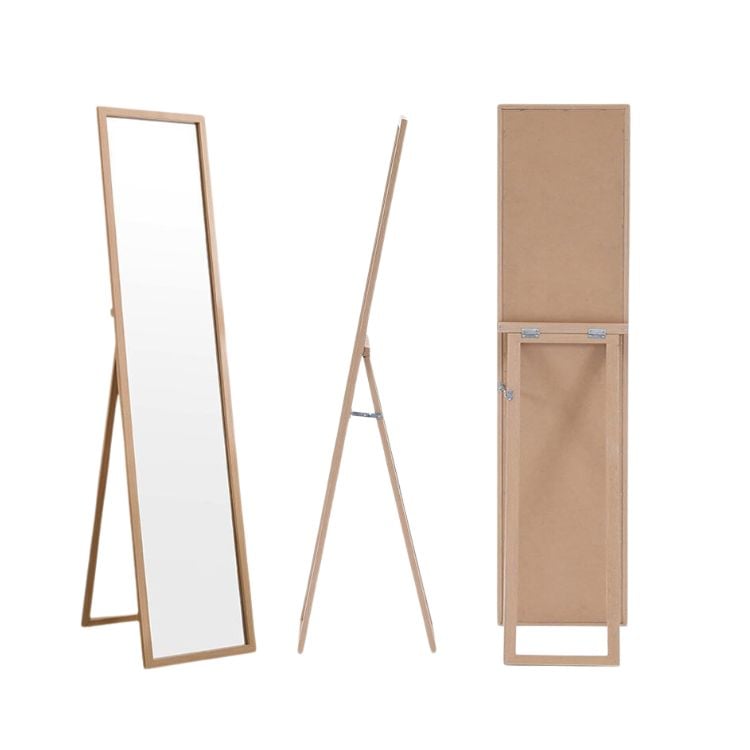 ESPEJO CRUSEC M1 CUERPO ENTERO 150X40 CM BASE PLEGABLE ESTILO JAPONES MADERA - 3