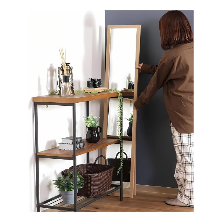 ESPEJO CRUSEC M1 CUERPO ENTERO 150X40 CM BASE PLEGABLE ESTILO JAPONES MADERA - 5