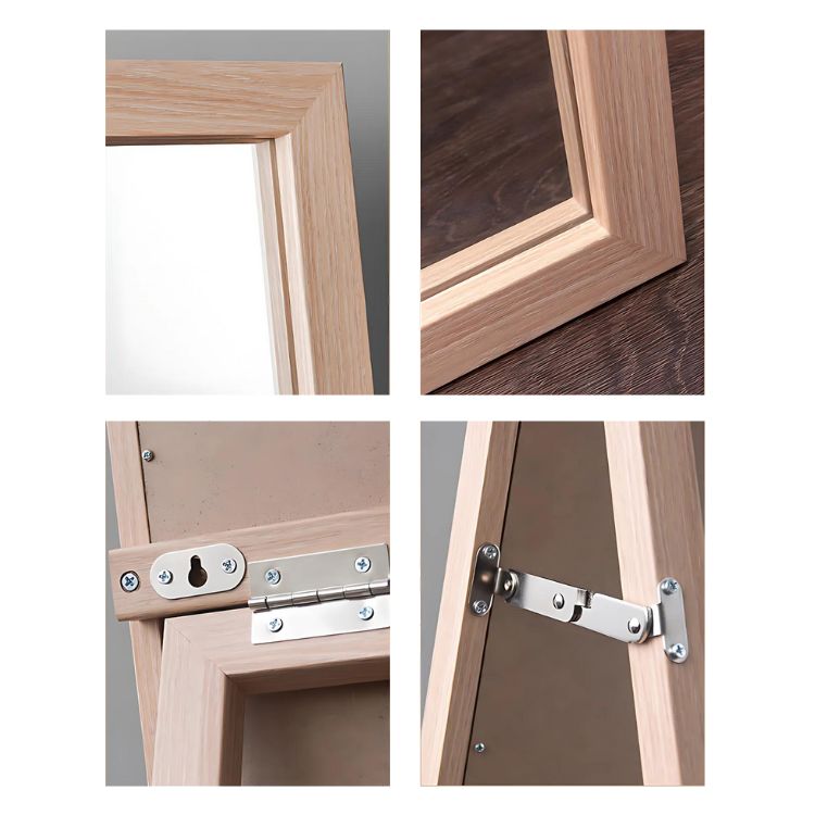 ESPEJO CRUSEC M1 CUERPO ENTERO 150X40 CM BASE PLEGABLE ESTILO JAPONES MADERA - 6