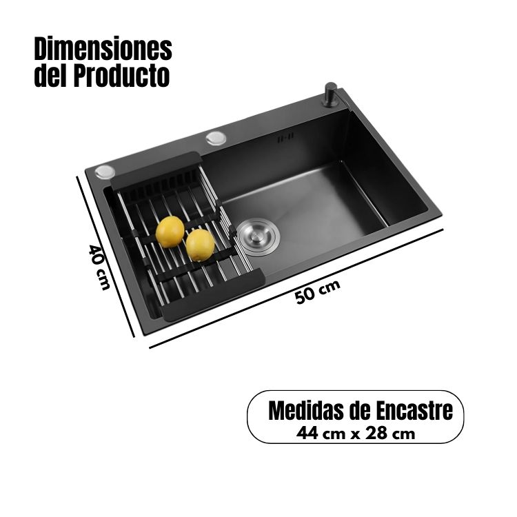 LAVAPLATOS MATE ACERO INOXIDABLE 44x28 ENCASTRE - 3