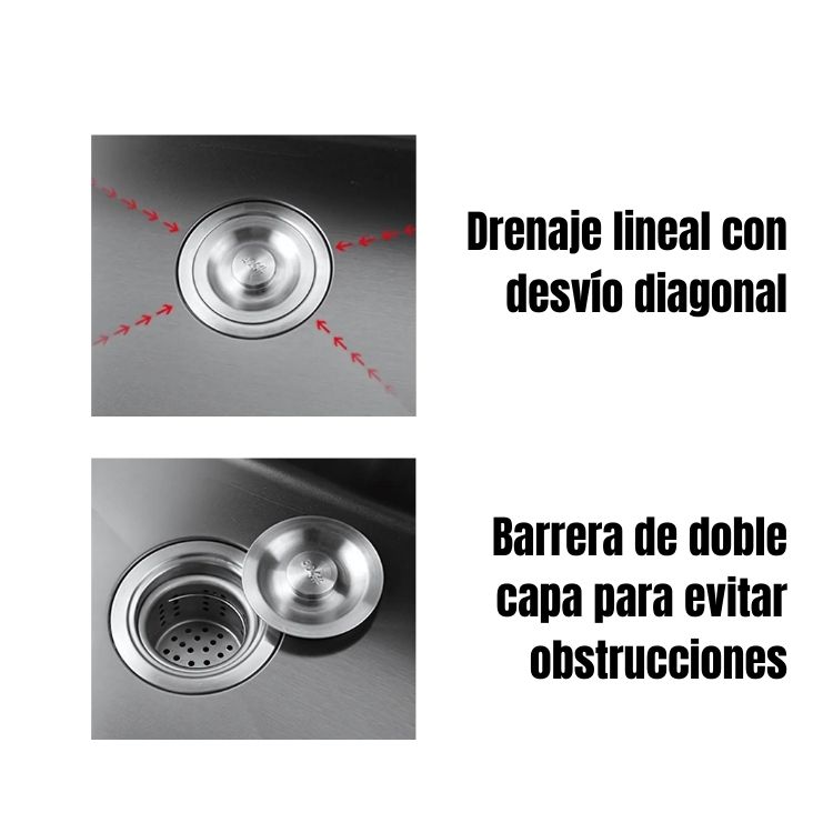 LAVAPLATOS MATE ACERO INOXIDABLE 44x28 ENCASTRE - 7