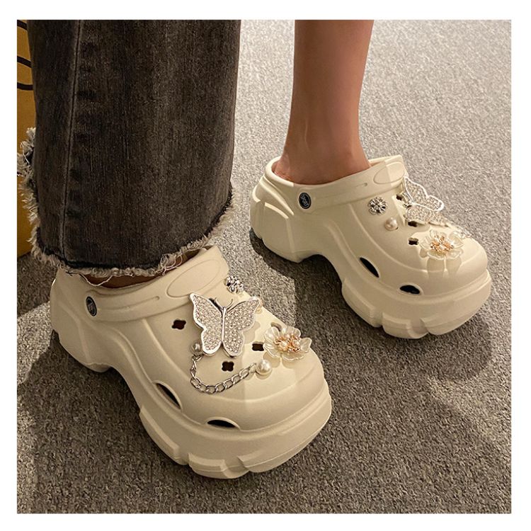 CROCS MUJER CRUSEC BLANCO ZUECO CALZADO FEMENINO DE SUELA GRUESA - 4