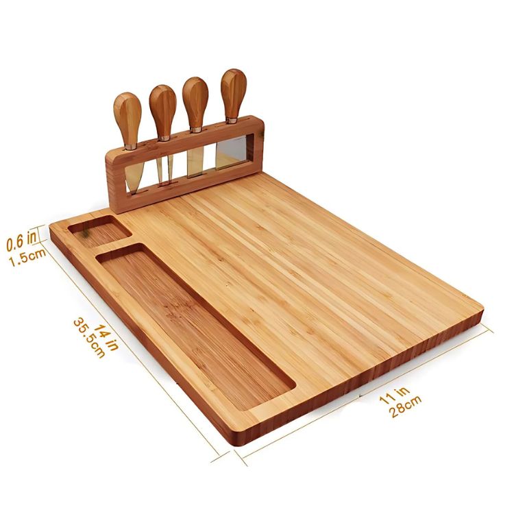TABLA DE MADERA PARA PICOTEO CON 4 CUCHILLOS - 2
