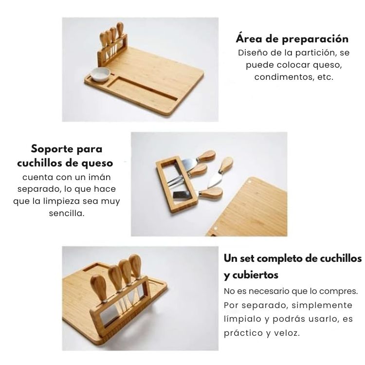 TABLA DE MADERA PARA PICOTEO CON 4 CUCHILLOS - 5