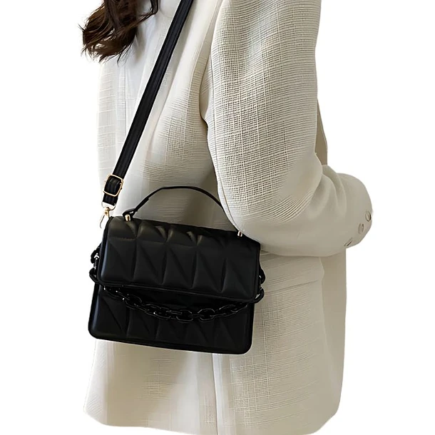 CARTERA DE DAMA 20X7.5X15CM CON DISEÑO CADENA ELEGANTE - 1