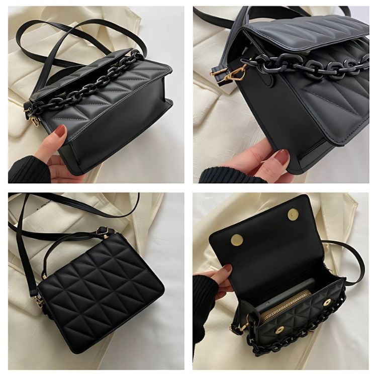 CARTERA DE DAMA 20X7.5X15CM CON DISEÑO CADENA ELEGANTE - 3