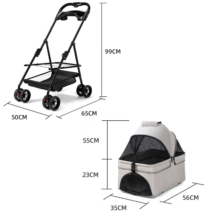 COCHE PARA MASCOTAS RAZA PEQUEÑA PLEGABLE 20KG - 4