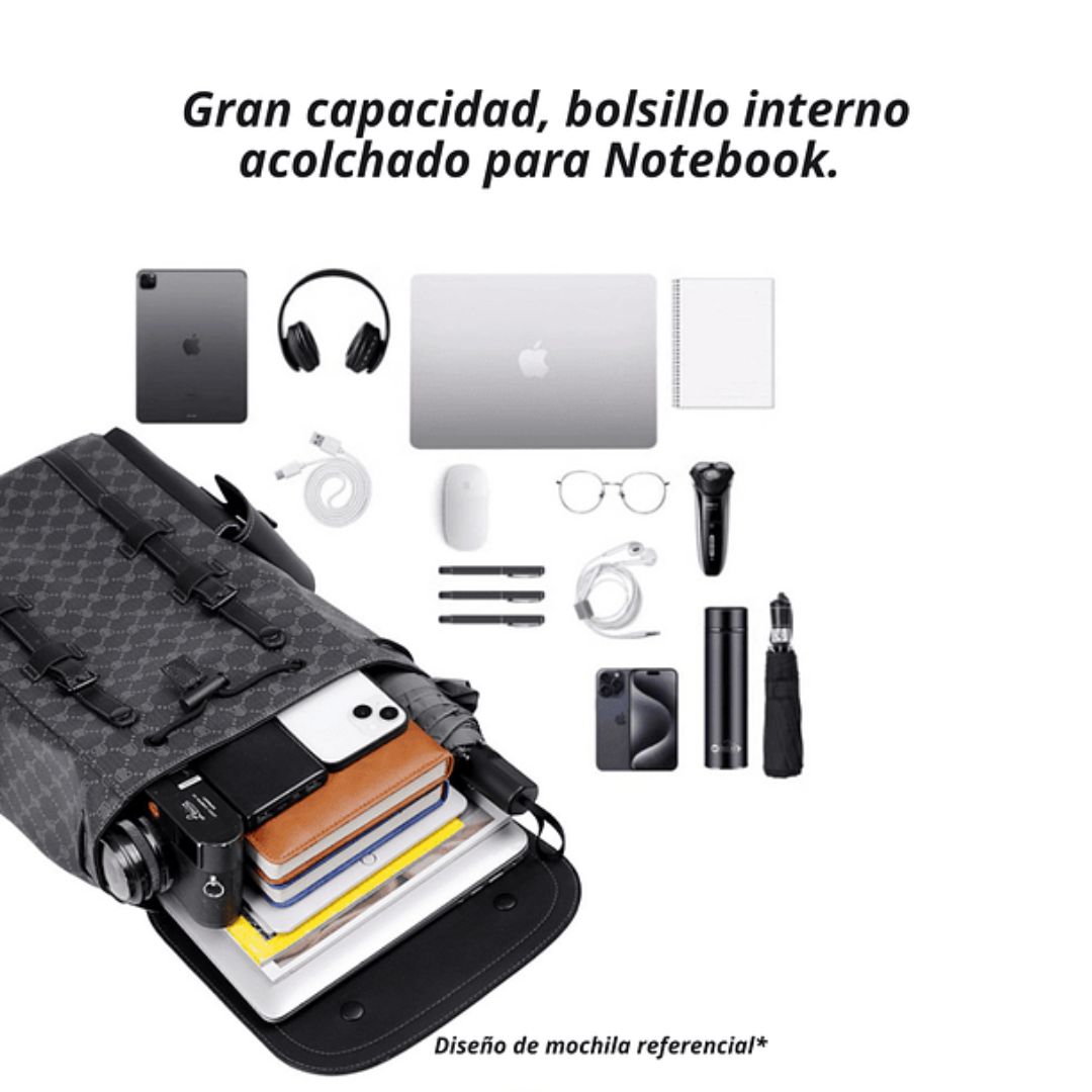 Mochila De Cuero Sintético Impermeable Viajes Universidad Trabajo - 5