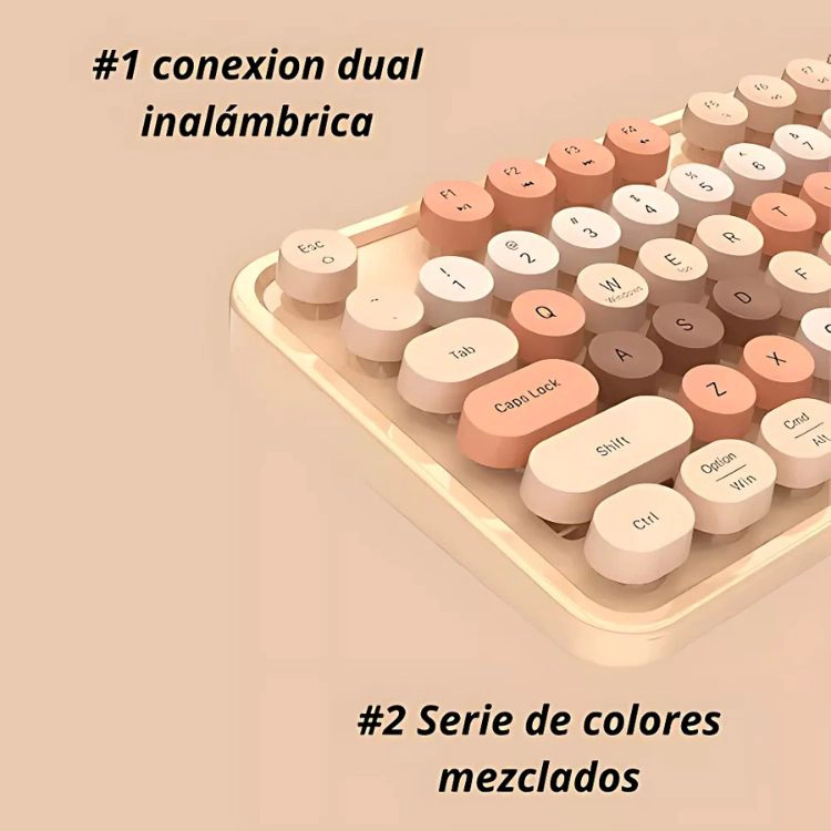 TECLADO + MOUSE INALÁMBRICO LAPIZ LABIAL RETRO MUJER - ROSADO - 5