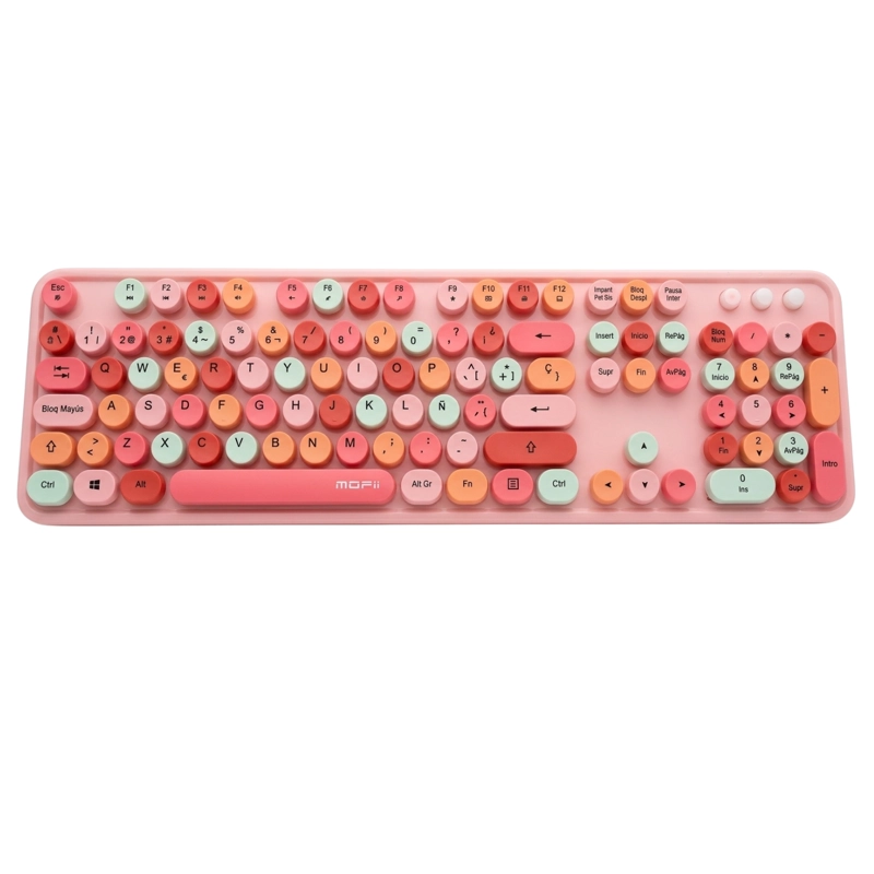TECLADO + MOUSE INALÁMBRICO LAPIZ LABIAL RETRO MUJER - ROSADO - 6