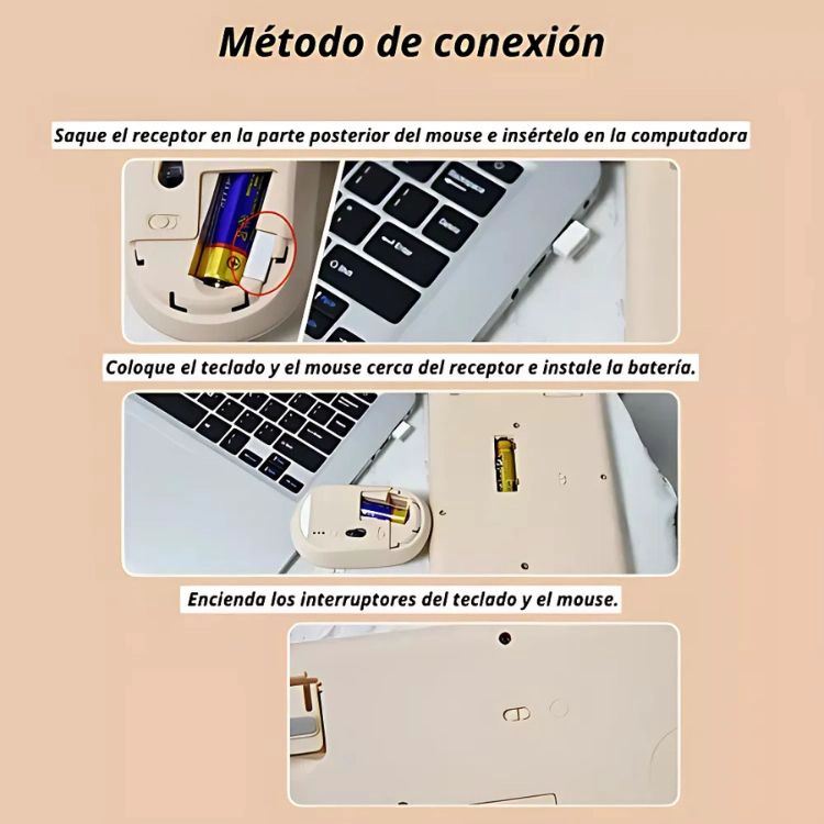 TECLADO + MOUSE INALÁMBRICO LAPIZ LABIAL RETRO MUJER - ROSADO - 7