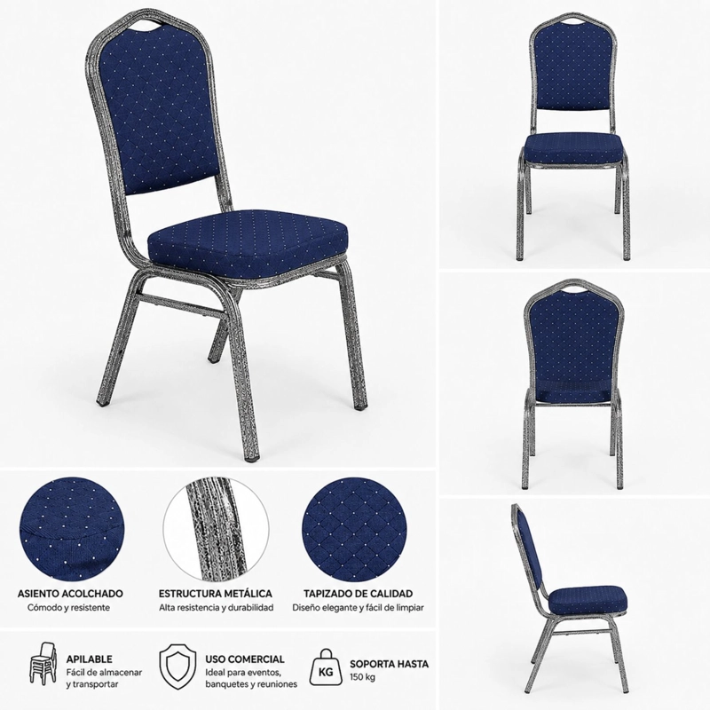 PACK 4 SILLA TAPIZADA EVENTOS FIESTAS CONFERENCIAS COMEDOR - 4