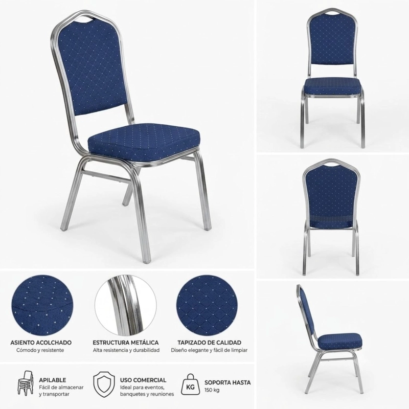 PACK 4 SILLA TAPIZADA EVENTOS FIESTAS CONFERENCIAS COMEDOR - 5