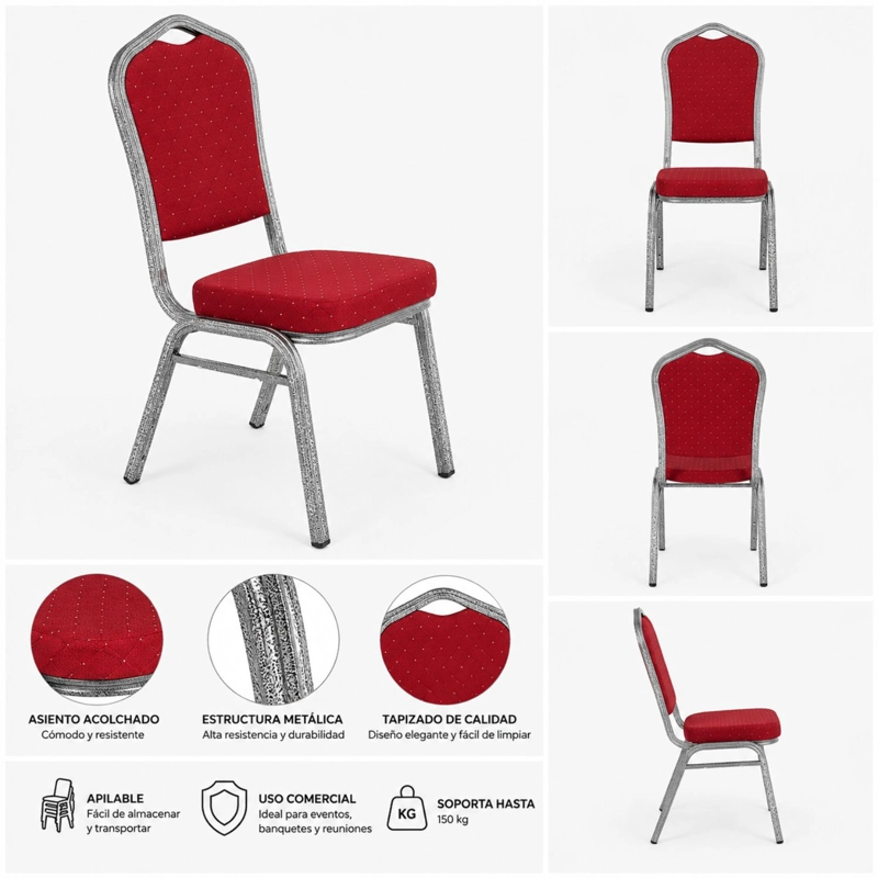 PACK 4 SILLA TAPIZADA EVENTOS FIESTAS CONFERENCIAS COMEDOR - 5