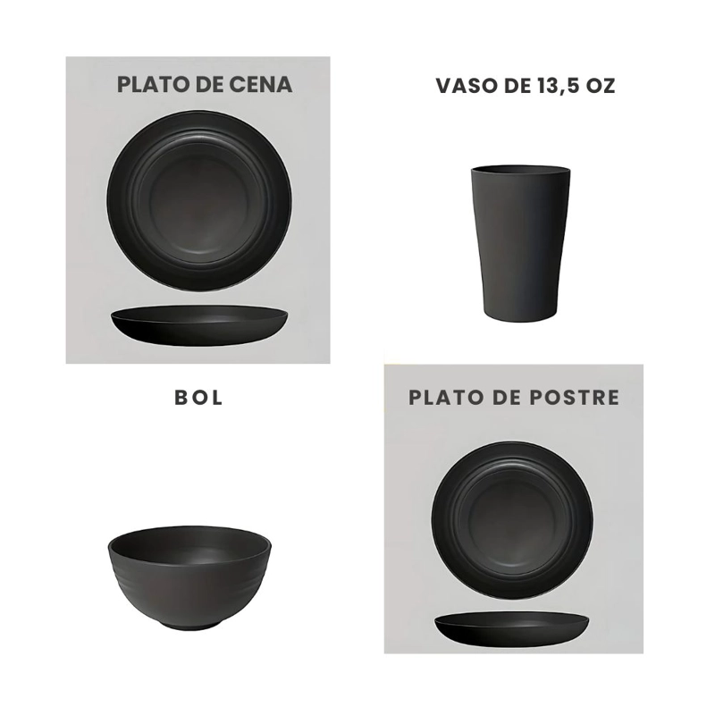 JUEGO VAJILLA DE 16 PIEZAS PLASTICO - 2