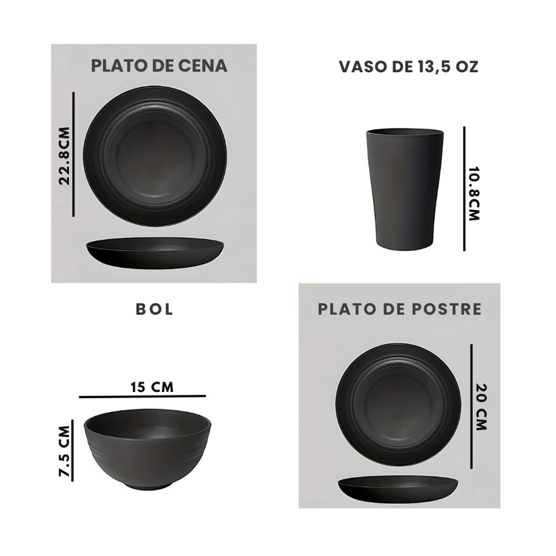 JUEGO VAJILLA DE 16 PIEZAS PLASTICO - 3