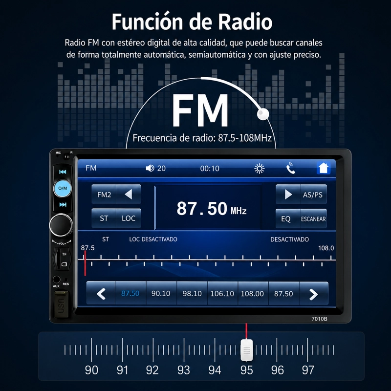 RADIO PANTALLA TÁCTIL PARA AUTOS 7" PULGADAS BLUETOOTH - 4