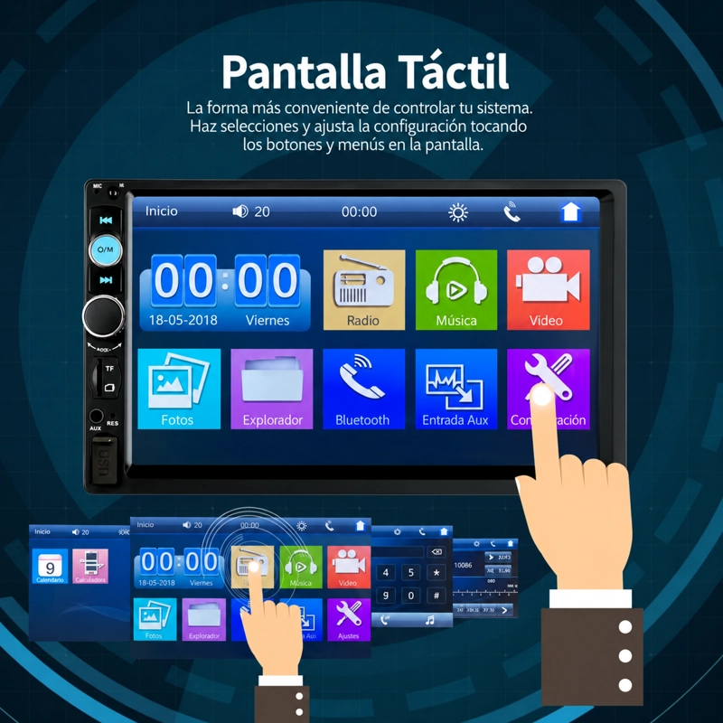 RADIO PANTALLA TÁCTIL PARA AUTOS 7" PULGADAS BLUETOOTH - 5