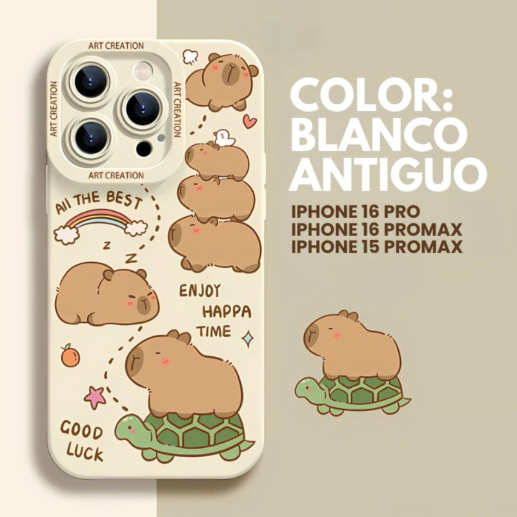 CARCASA IPHONE 16 PRO CRUSEC FUNDA SILICONA CAPIBARA ANTIGOLPES ROSA - 2