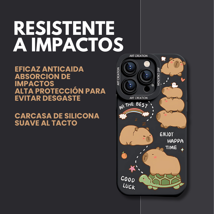 CARCASA IPHONE 16 PRO CRUSEC FUNDA SILICONA CAPIBARA ANTIGOLPES ROSA - 3