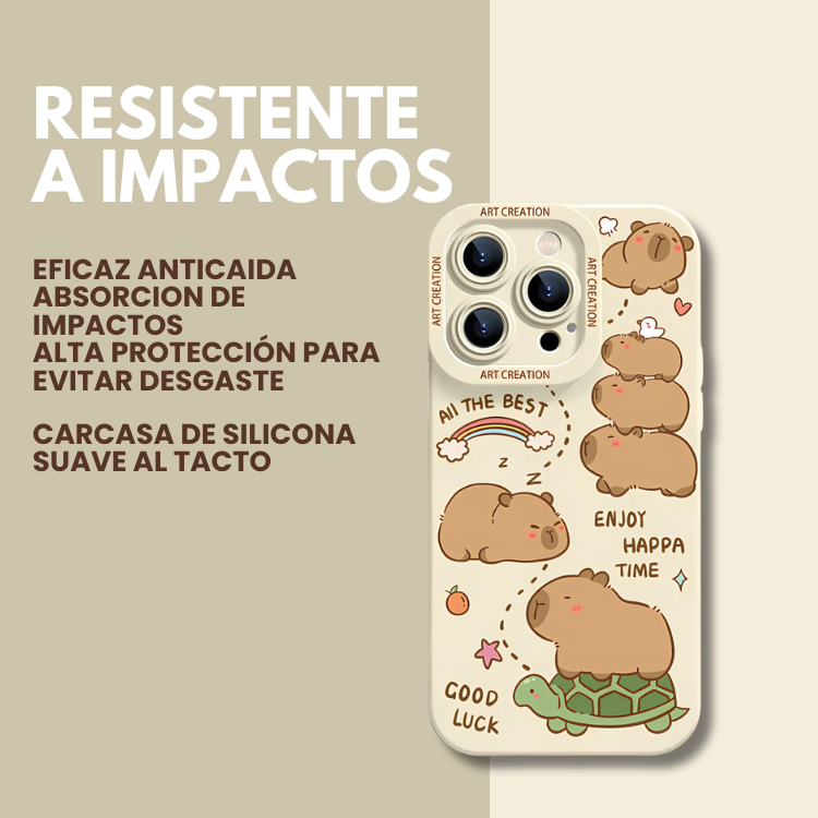CARCASA IPHONE 16 PRO CRUSEC FUNDA SILICONA CAPIBARA ANTIGOLPES ROSA - 3