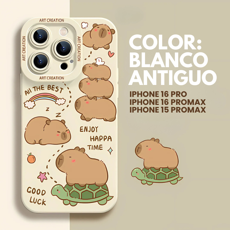 CARCASA IPHONE 16 PRO MAX CRUSEC FUNDA SILICONA CAPIBARA ANTIGOLPES NEGRO - 2