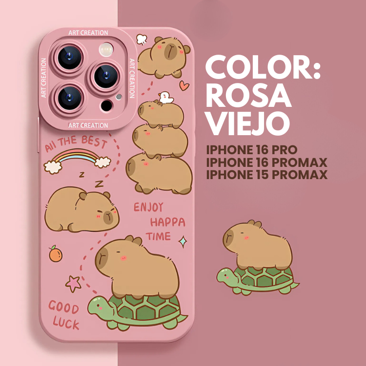 CARCASA IPHONE 16 PRO MAX CRUSEC FUNDA SILICONA CAPIBARA ANTIGOLPES NEGRO - 2