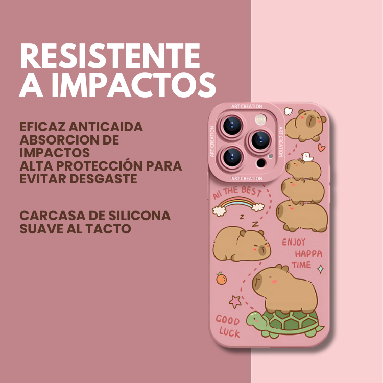 CARCASA IPHONE 16 PRO MAX CRUSEC FUNDA SILICONA CAPIBARA ANTIGOLPES NEGRO - 3