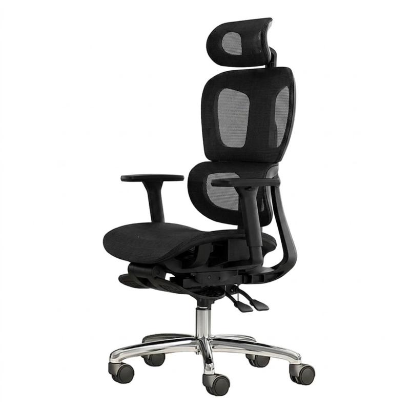 SILLA OFICINA ÉLITE ERGONÓMICA SOPORTE LUMBAR CERVICAL AJUSTABLE - NEGRO - 1