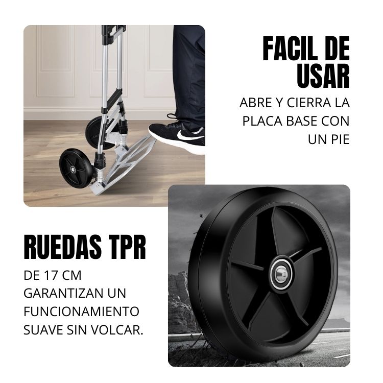 CARRETILLA CRUSEC CARGA YEGUA PLEGABLE EXTENSIBLE SOPORTE 160 KG - 6